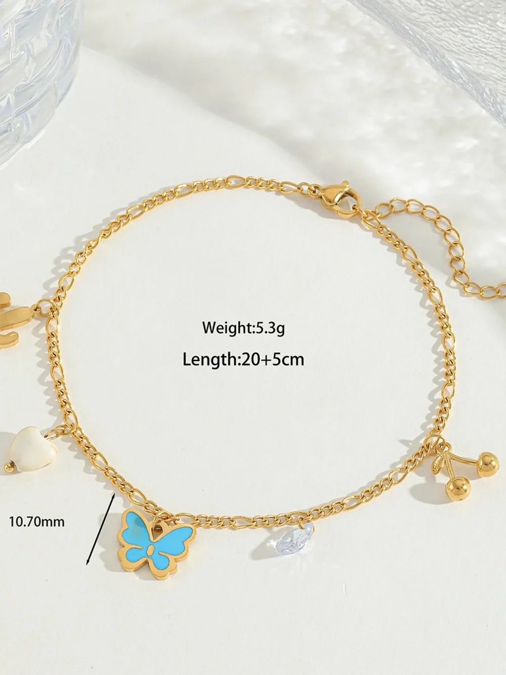 & Other Stories Gold-Plated Bracelet with Blue Butterfly Charm #Stainlesssteel